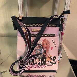 Nicole Lee Pink and Black Crossbody Bag with Modern Design